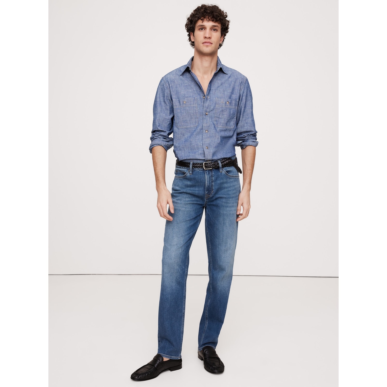 Banana Republic Men's Medium Wash Straight Luxe Traveler Jean 3236 Nwot